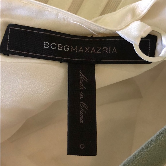 BCBGMaxazria White Satin and Mesh Stripped dress - Picture 5 of 6